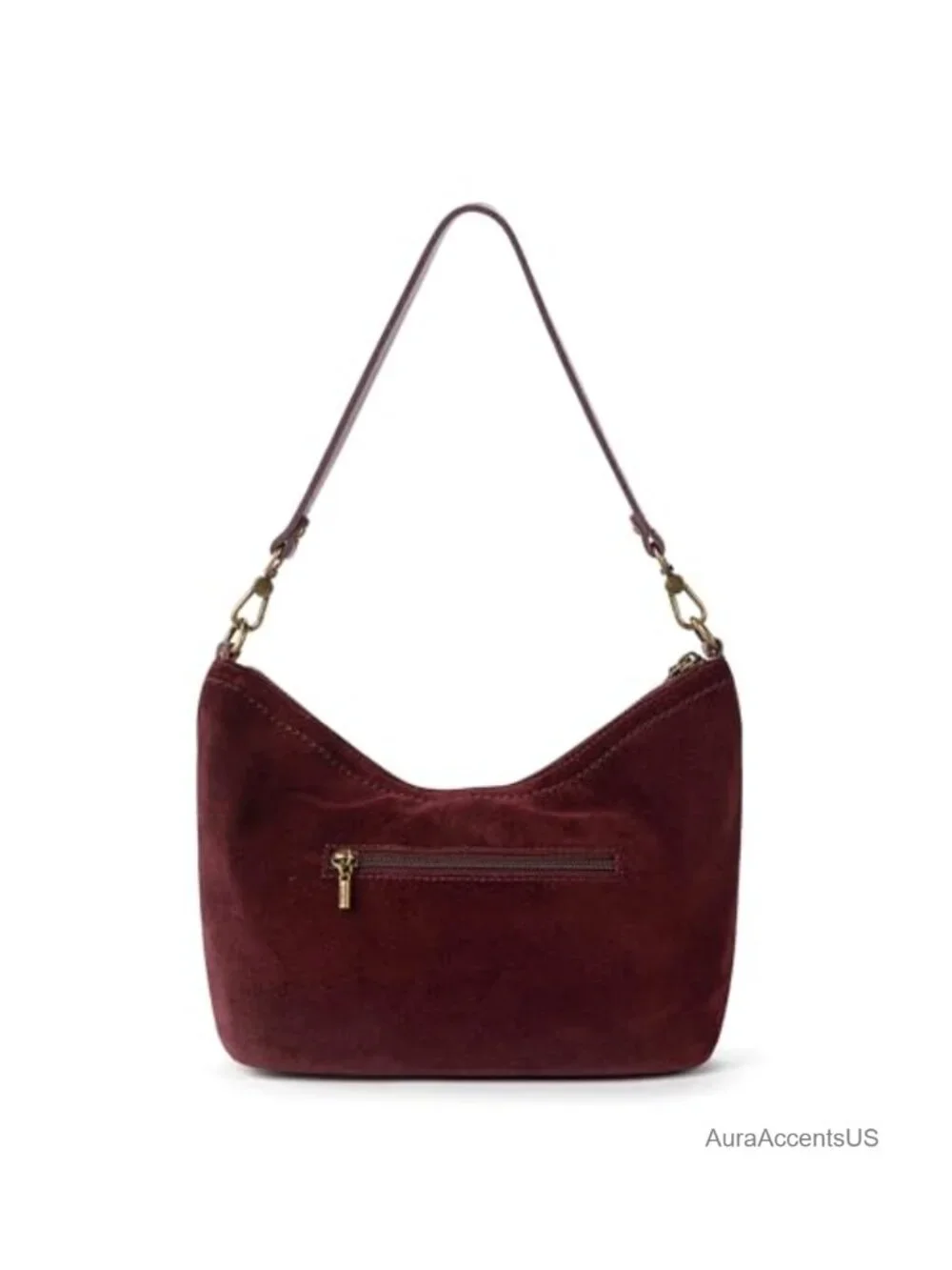 Leather Small Hobo Shoulder Bag Detachable Strap Zipper Everyday Purse